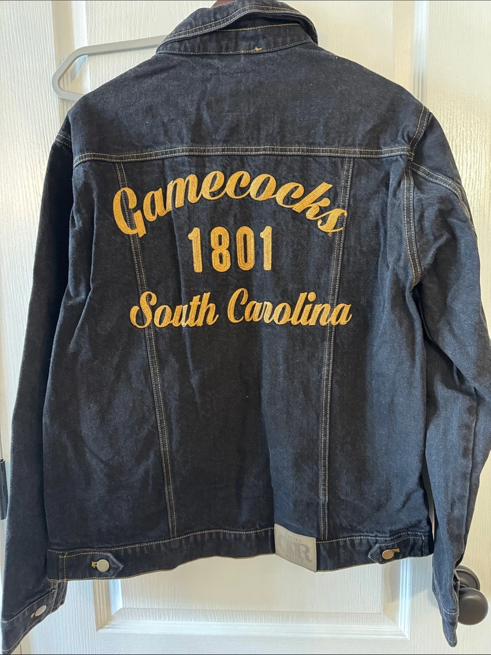Men's Black Denim Jacket with Gamecocks Patch